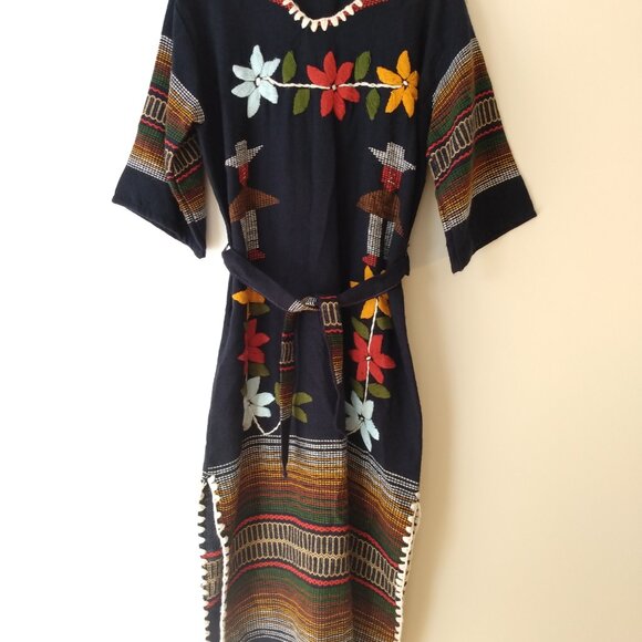 Vintage Handwoven Peru Dress Ethnic Hippy Boho Embroidered - Picture 12 of 15